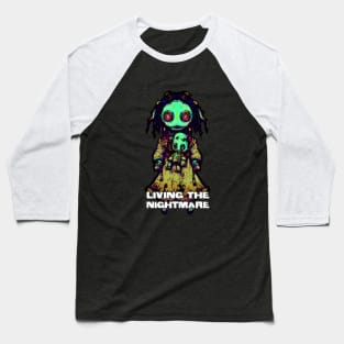 Creepy Scary Doll Living The Nightmare October 31st Horror Baseball T-Shirt